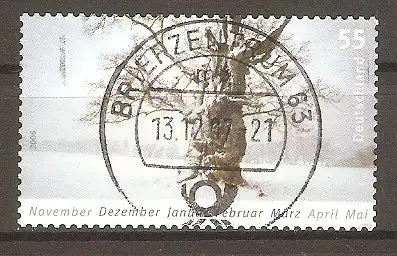 Briefmarke BRD Mi.Nr. 2577 o Vollstempel Briefzentrum 63 / Post: Die vier Jahreszeiten 2006 / Alter Baum in Winterlandschaft #
