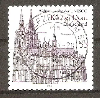 Briefmarke BRD Mi.Nr. 2330 o Vollstempel Briefzentrum 55 / UNESCO-Welterbe 2003 / Kölner Dom #