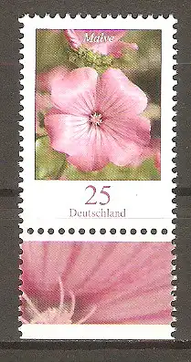 Briefmarke BRD Mi.Nr. 2462 (B) ** Bogenmarke / Unterrand - Blumen 2005 / Bechermalve (Lavatera trimestris) #