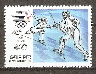 Briefmarke Korea-Süd Mi.Nr. 1378 ** Olympische Sommerspiele Los Angeles 1984 / Fechten #