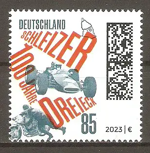 Briefmarke BRD Mi.Nr. 3768 ** 100 Jahre Motorsportrennstrecke Schleizer Dreieck 2023 / Rennwagen und Motorrad #