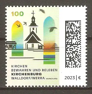 Briefmarke BRD Mi.Nr. 3767 ** Kirchen bewahren und beleben 2023 / Kirchenburg Walldorf an der Werra #