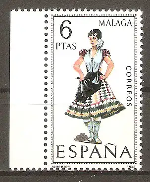 Briefmarke Spanien Mi.Nr. 1829 ** Trachten 1969 / Malaga #