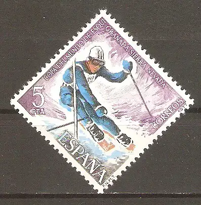 Briefmarke Spanien Mi.Nr. 2294 ** Ski-Weltcuprennen in der Sierra Nevada 1977 / Slalom #