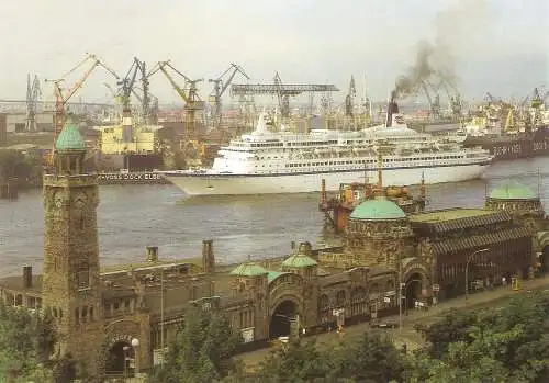 Ansichtskarte Deutschland - Hamburg - St. Pauli Landungsbrücken mit MS "ROYAL VIKING STAR" (2827)