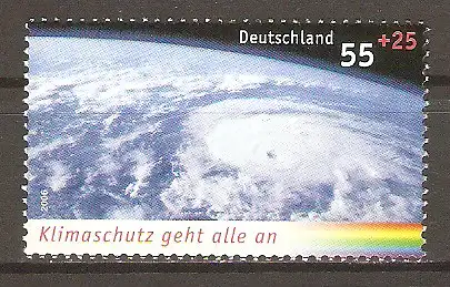 Briefmarke BRD Mi.Nr. 2508 ** Umweltschutz 2006 / Klimaschutz geht alle an - Wirbelsturm (Satellitenbild) #