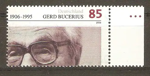 Briefmarke BRD Mi.Nr. 2538 ** 100. Geburtstag von Gerd Bucerius 2006 / Publizist, Verleger und Politiker #