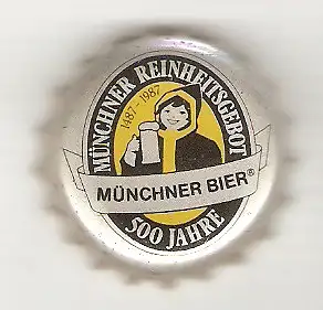 Kronkorken Münchner Bier  - 500 Jahre Münchner Reinheitsgebot 1487-1987 #kk2