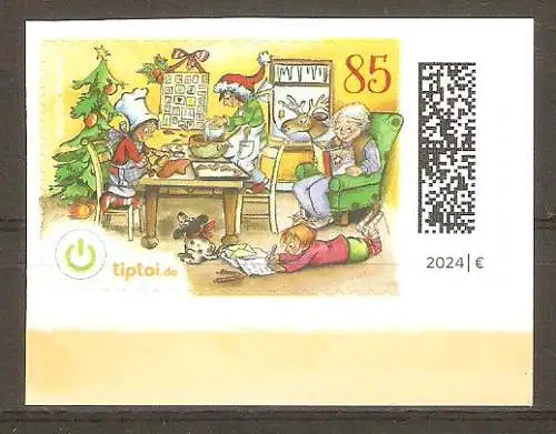 Briefmarke BRD Mi.Nr. 3869 ** Weihnachtsbäckerei 2024 (selbstklebend aus Folienblatt) / Kinder und Großmutter in weihnachtlicher Stube #