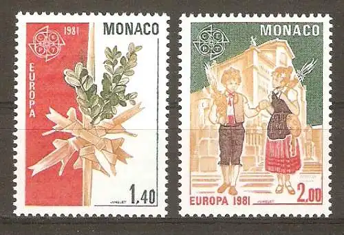 Briefmarke Monaco Mi.Nr. 1473-1474 ** Europa CEPT 1981 / Folklore / Kompletter Satz ! #