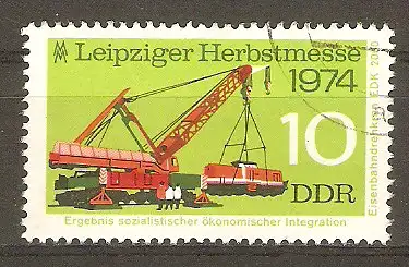 Briefmarke DDR Mi.Nr. 1973 o Leipziger Herbstmesse 1974 / Eisenbahndrehkran EDK 2000 #