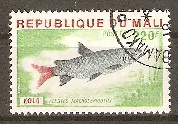 Briefmarke Mali Mi.Nr. 546 o Fische 1976 / Großschuppensalmler (Alestes macrolepidotus) #