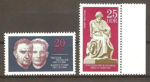 Briefmarke DDR Mi.Nr. 1603-1604 ** Widerstandskämpfer und Internationale Mahn- und Gedenkstätten 1970 / Kompletter Satz ! #