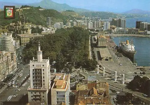 Ansichtskarte Spanien - Malaga / Teilansicht mit Hafen - Fliegeraufnahme (2832)