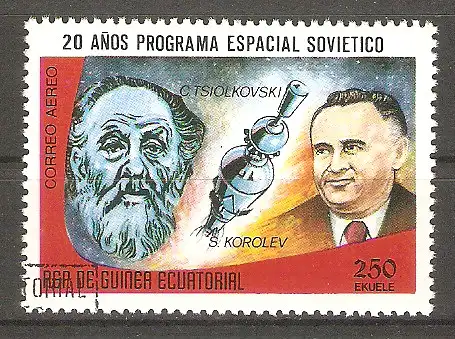 Briefmarke Äquatorial-Guinea Mi.Nr. 1278 o 20 Jahre russische Raumfahrt 1978 / K. Ziolkowsky, S. Korolev #