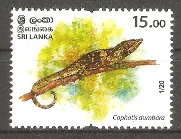 Briefmarke Sri Lanka Mi.Nr. 2292 ** Durch illegalen Handel gefährdete Lebewesen 2020 / Agame (Cophotis dumbara) #