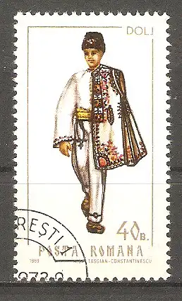 Briefmarke Rumänien Mi.Nr. 2740 o Volkstrachten1969 / Männertracht aus Dolj #