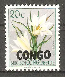 Briefmarke Kongo - Kinshasa Mi.Nr. 13 ** Blumen von Belgisch-Kongo mit Aufdruck „CONGO“ 1960 #