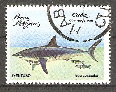 Briefmarke Cuba Mi.Nr. 2534 o Meeresfische 1981 / Mako (Isurus oxyrhynchus) #