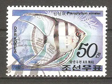 Briefmarke Korea-Nord Mi.Nr. 3239 o Fische 1991 / Kleiner Segelflosser (Pterophyllum scalare eimekei) #