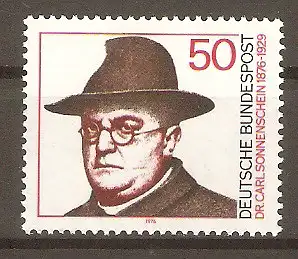 Briefmarke BRD Mi.Nr. 892 ** 100. Geburtstag von Dr. Carl Sonnenschein 1976 / Katholischer Seelsorger und Sozialpolitiker #