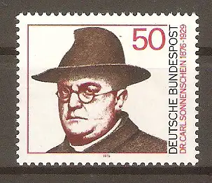 Briefmarke BRD Mi.Nr. 892 ** 100. Geburtstag von Dr. Carl Sonnenschein 1976 / Katholischer Seelsorger und Sozialpolitiker #