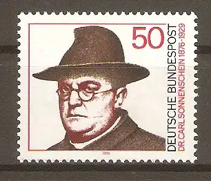 Briefmarke BRD Mi.Nr. 892 ** 100. Geburtstag von Dr. Carl Sonnenschein 1976 / Katholischer Seelsorger und Sozialpolitiker #