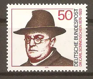 Briefmarke BRD Mi.Nr. 892 ** 100. Geburtstag von Dr. Carl Sonnenschein 1976 / Katholischer Seelsorger und Sozialpolitiker #