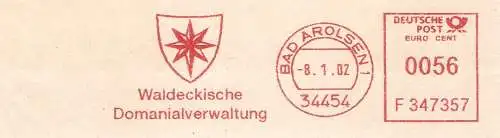 Freistempel F347357 Bad Arolsen - Waldeckische Domanialverwaltung (Abb. Wappen) (#2437)