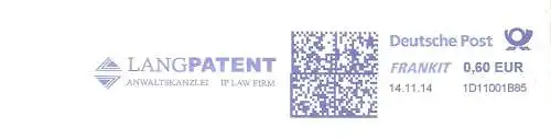 Freistempel 1D11001B85 - LANGPATENT Anwaltskanzlei - IP Law Firm (#2438)