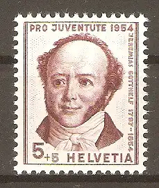 Briefmarke Schweiz Mi.Nr. 602 ** „Pro Juventute“ 100. Todestag von Jeremias Gotthelf 1954 / Schriftsteller und Pfarrer #