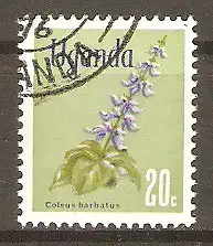 Briefmarke Uganda Mi.Nr. 108 o Einheimische Flora 1969 / Harfenstrauch (Coleus barbatus) #