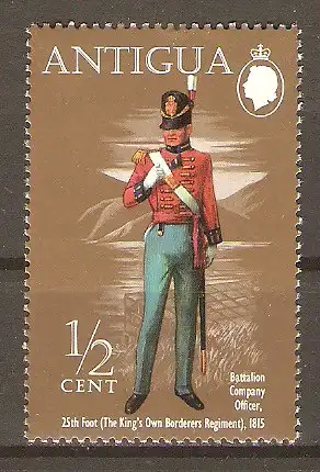 Briefmarke Antigua Mi.Nr. 272 ** Militäruniformen des 19. Jahrhunderts 1972 / Königliches Grenzregiment #