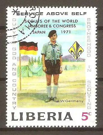 Briefmarke Liberia Mi.Nr. 795 A o Welt-Pfadfindertreffen in Japan 1971 / Pfadfinderuniform Deutschland #