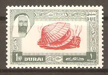 Briefmarke Dubai Portomarke Mi.Nr. 1 A ** Muscheln 1963 / Herzmuschel (Cardium edule) #