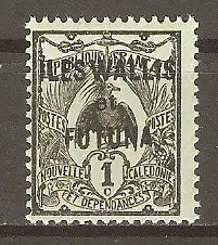 Briefmarke Wallis & Futuna Mi.Nr. 1 ** Freimarke 1920 / mit schwarzem Aufdruck „ILES WALLIS / et / FUTUNA“ #