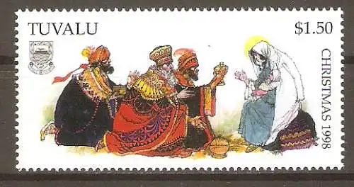 Briefmarke Tuvalu Mi.Nr. 821 ** Weihnachten 1998 / Anbetung der Könige #