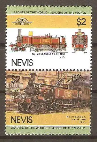 Briefmarke Nevis Mi.Nr. 266-267 ** Lokomotiven 1985 / „A“ - Klasse #