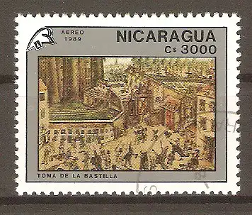 Briefmarke Nicaragua Mi.Nr. 2973 o 200. Jahrestag der Französischen Revolution 1989 / Sturm auf die Bastille #