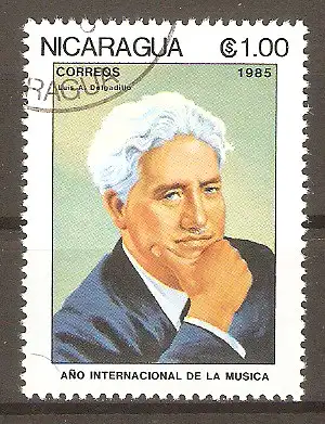 Briefmarke Nicaragua Mi.Nr. 2605 o Internationales Jahr der Musik 1985 / Luis A. Delgadillo (Komponist) #