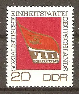 Briefmarke DDR Mi.Nr. 1679 ** Parteitag der Sozialistischen Einheitspartei Deutschlands (SED) 1971 / Emblem des Parteitages #