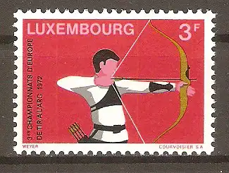 Briefmarke Luxemburg Mi.Nr. 848 ** 3. Europameisterschaften im Bogenschießen 1972 / Bogenschütze #