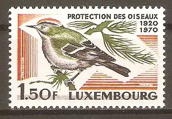 Briefmarke Luxemburg Mi.Nr. 806 ** 50 Jahre Luxemburger Landesverband für Vogelkunde und Vogelschutz 1970 / Wintergoldhähnchen (Regulus regulus) #