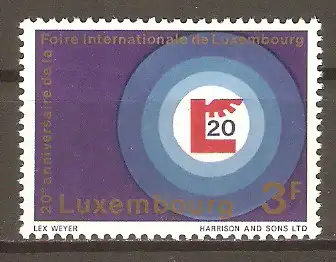 Briefmarke Luxemburg Mi.Nr. 774 ** 20 Jahre Internationale Messe Luxemburg 1968 / In eine Zielscheibe gestelltes Emblem der 20. Luxemburger Messe #