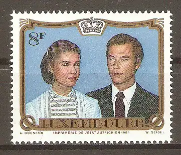 Briefmarke Luxemburg Mi.Nr. 1036 ** Hochzeit von Erbgroßherzog Henri und Erbgroßherzogin Maria Teresa 1981 #