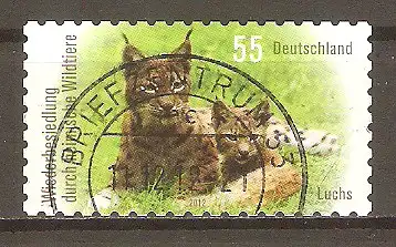 Briefmarke BRD Mi.Nr. 2921 o Wiederbesiedlung durch heimische Wildtiere 2012 / Nordluchs (Lynx lynx) #