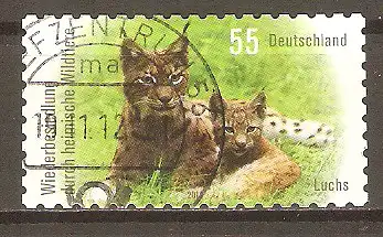 Briefmarke BRD Mi.Nr. 2921 o Wiederbesiedlung durch heimische Wildtiere 2012 / Nordluchs (Lynx lynx) #