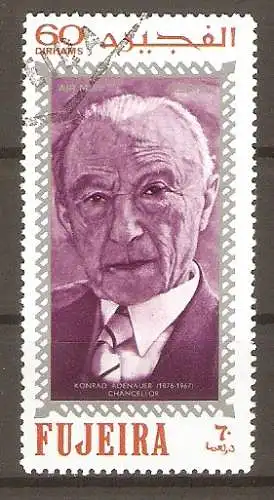 Briefmarke Fujeira Mi.Nr. 500 A o Persönlichkeiten der deutschen Geschichte 1970 / Konrad Adenauer #