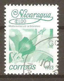 Briefmarke Nicaragua Mi.Nr. 2368 o Blumen 1983 / Beerenmalve (Malvaviscus arboreus) #