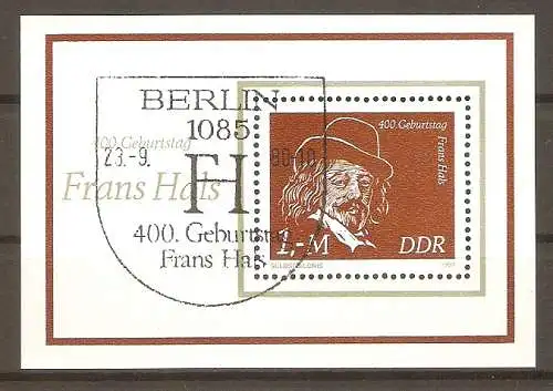 Briefmarke DDR Block 61 o (Mi.Nr. 2547) 400. Geburtstag von Frans Hals 1980 / Holländischer Maler #